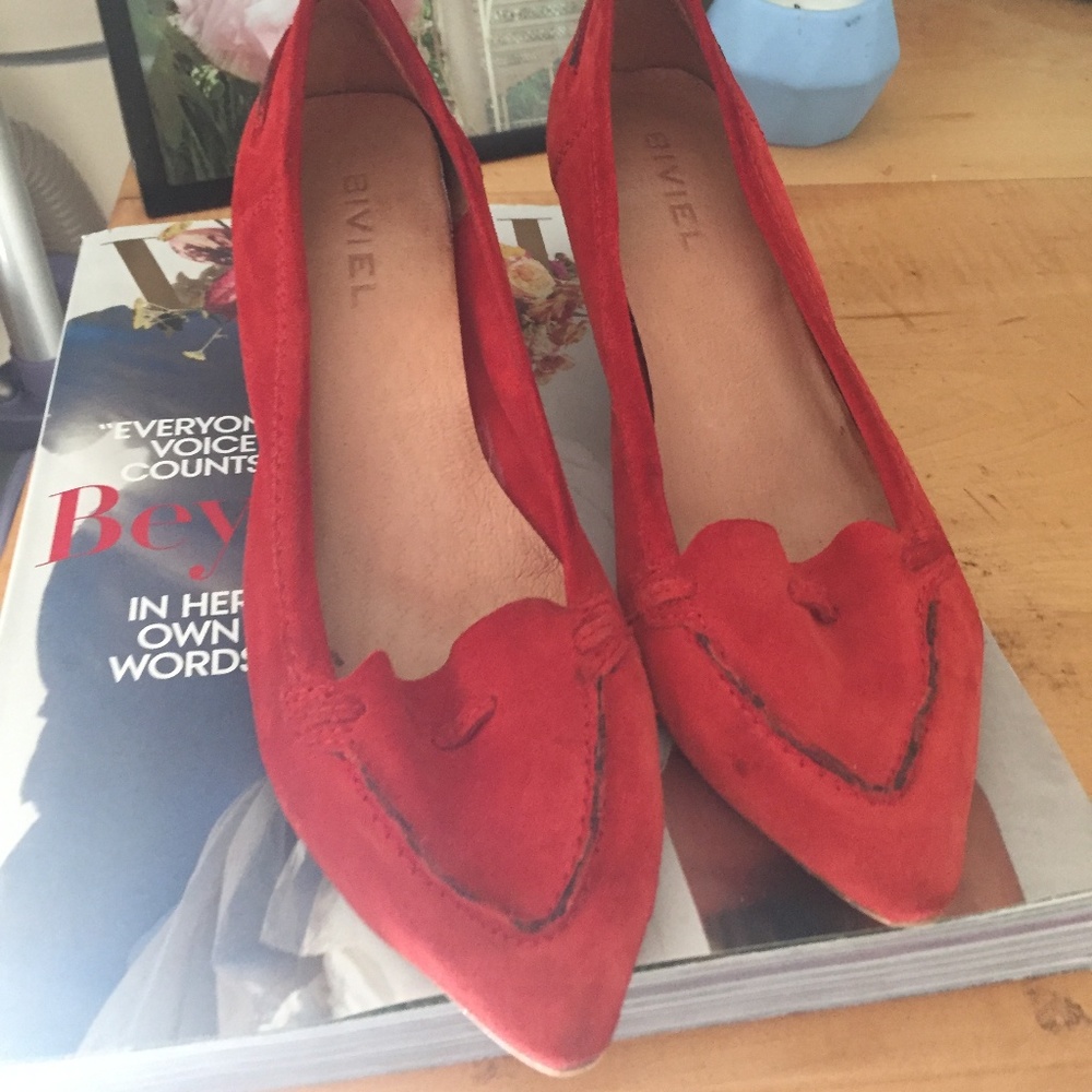 Orange Suede Bivel Heel